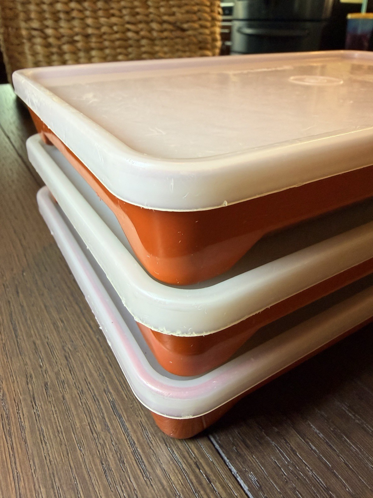 Vintage Tupperware Paprika Orange Rectangular Snap Lid Stackable Containers