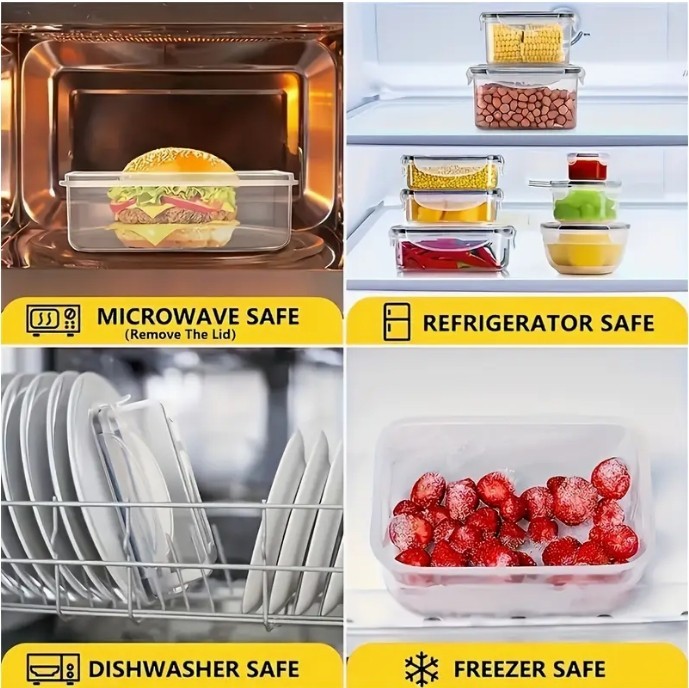Food Storage Container Set, Fresh-Keeping Boxes, Easy-to-Secure Lids 20pcs
