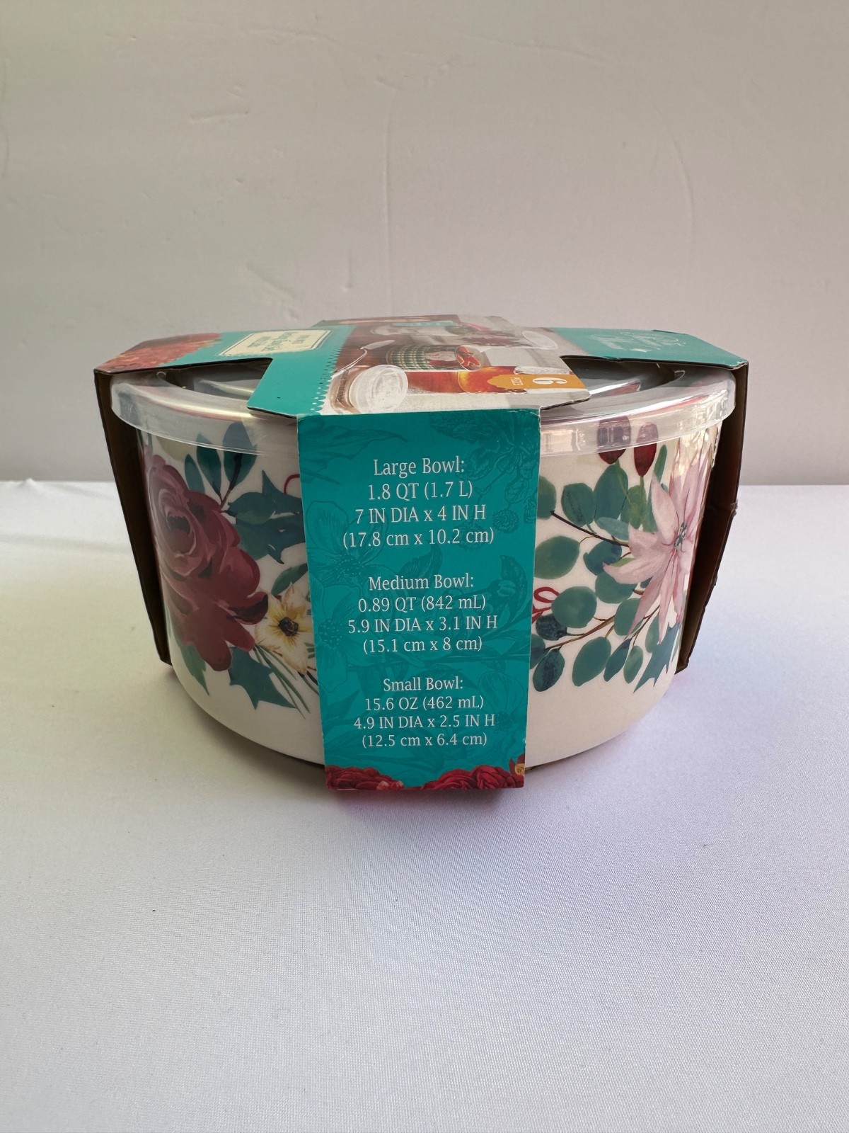 The Pioneer Woman Wishful Winter 6 Piece Round Ceramic Nesting Bowls New