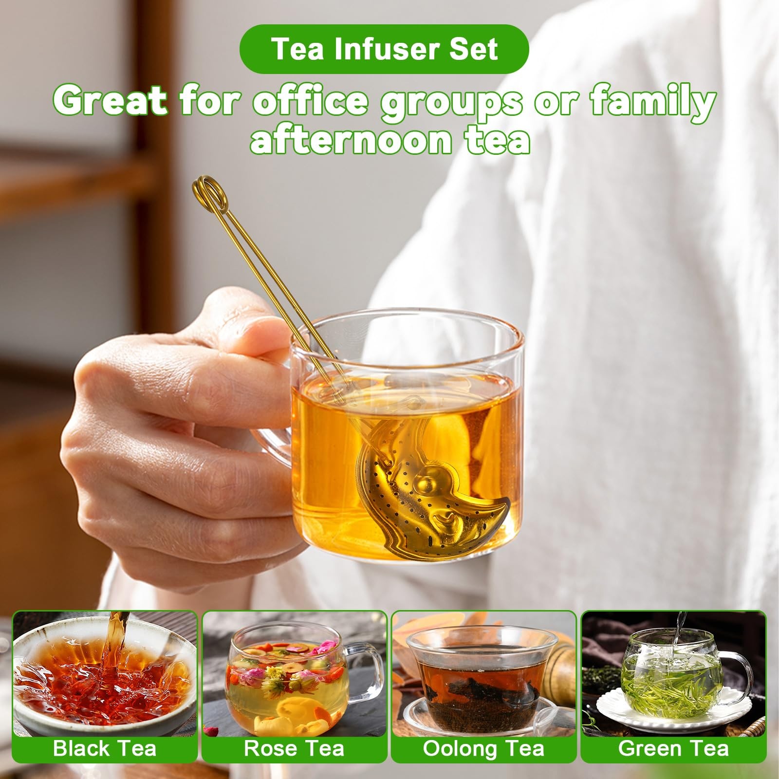 NUOBESTY 4Pcs Tea Infuser Set, Stainless Steel 16.00X6.00X3.00CM, Multicolor