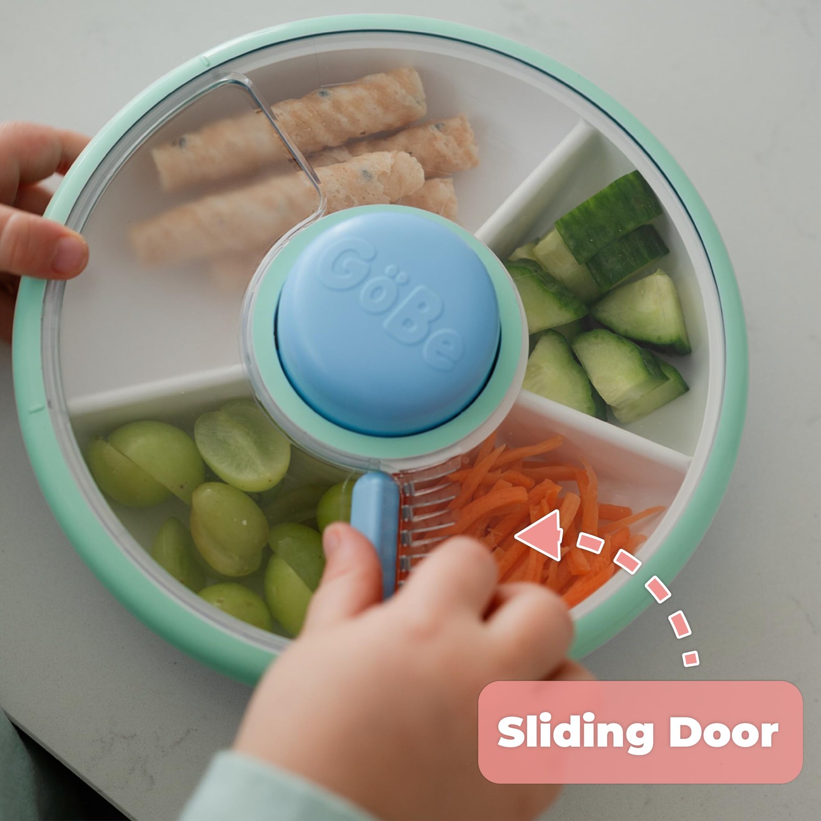 GoBe Kids Small Snack Spinner Slide – Reusable Container with 4…