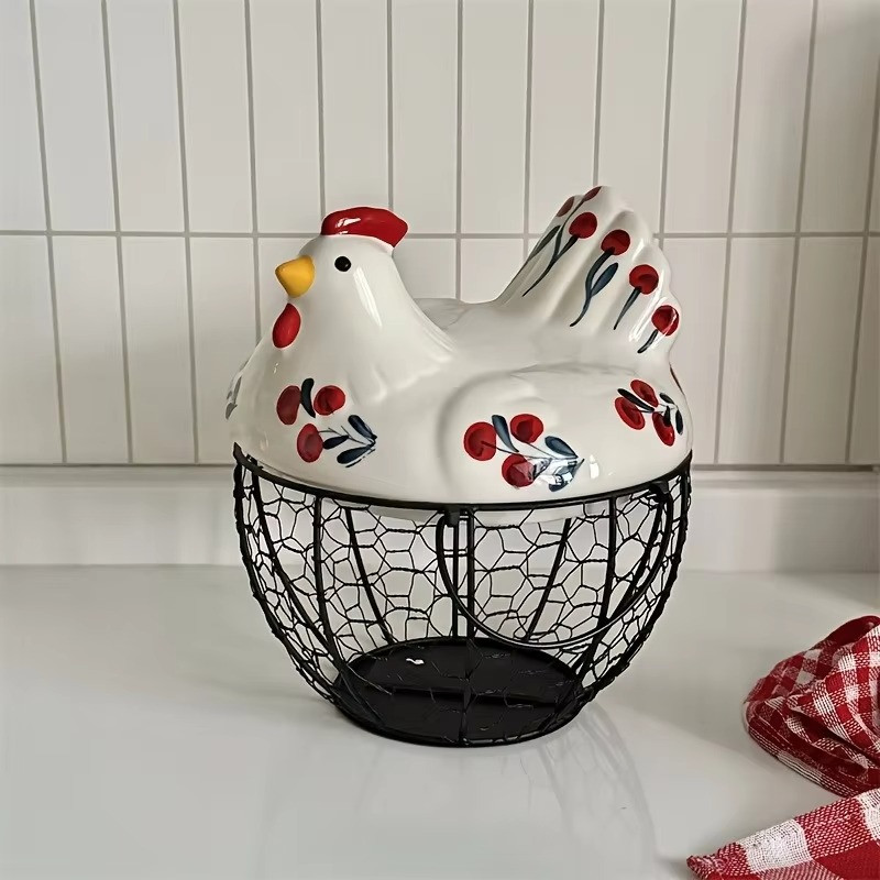 Farmhouse Hen-Shaped Egg Basket