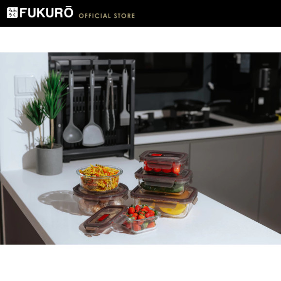 3pcs Fukuro Yoki Rectangle Glass Containers – Airtight Food Storage Set
