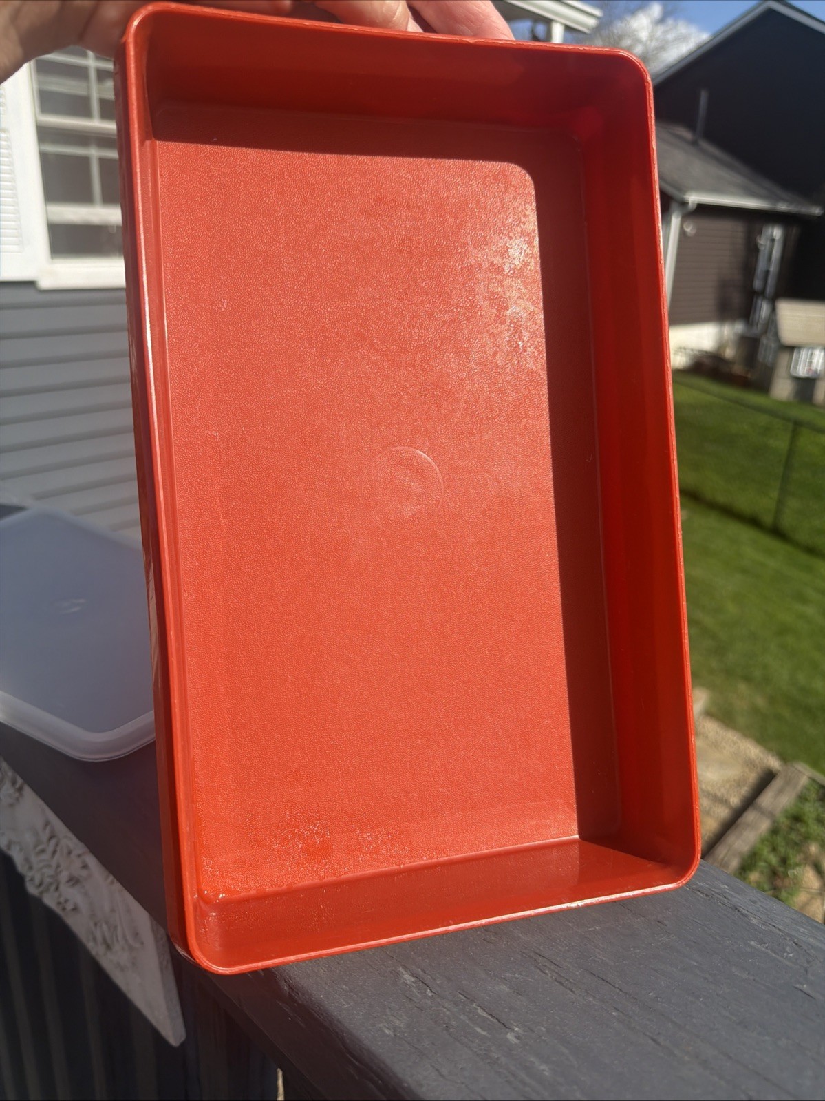 Vintage Tupperware Rectangle Container Paprika Sheer Lid 794-1 Cold Cut Meat 11”