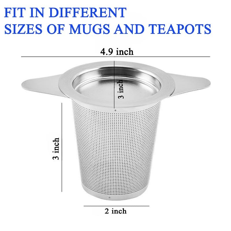 2PCS Stainless Steel Premium Tea & Coffee Strainer Large, Standard/Extra Fine