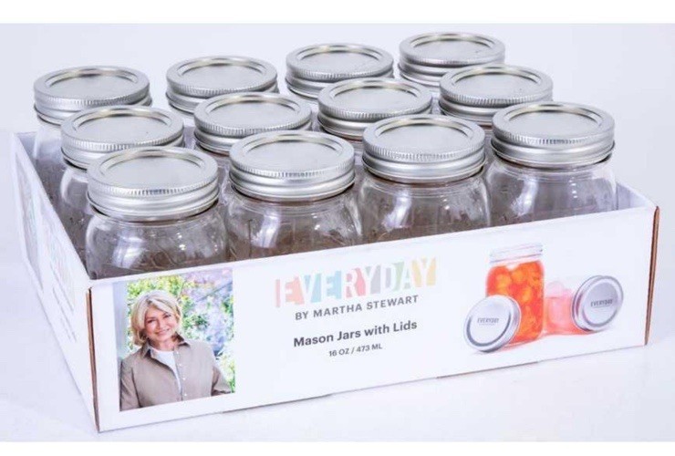 12 Pack Martha Stewart Everyday Mason Jars Kitchen 16oz Glass w/ Lid New Sealed