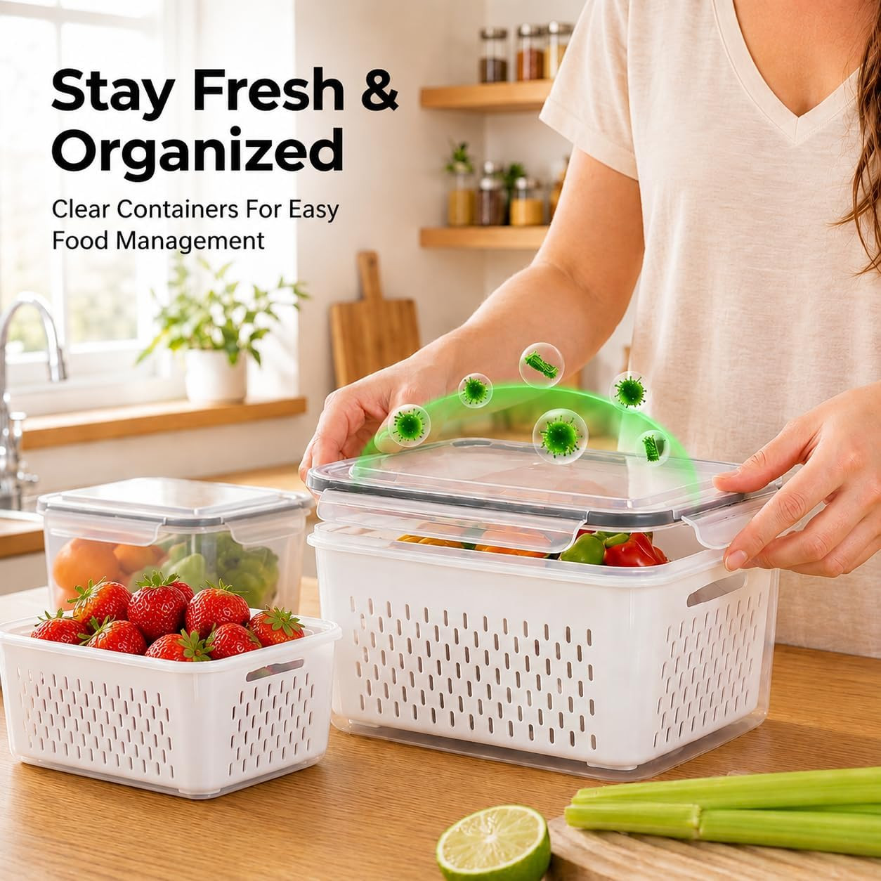 Fruit Storage Containers for Fridge with Lids, Fridge Organizers and Storage Pro