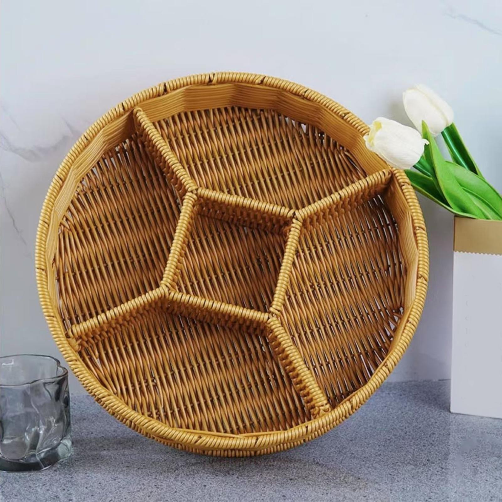 Divided Serving Tray Storage Basket Decorative Food Storage Container Dried