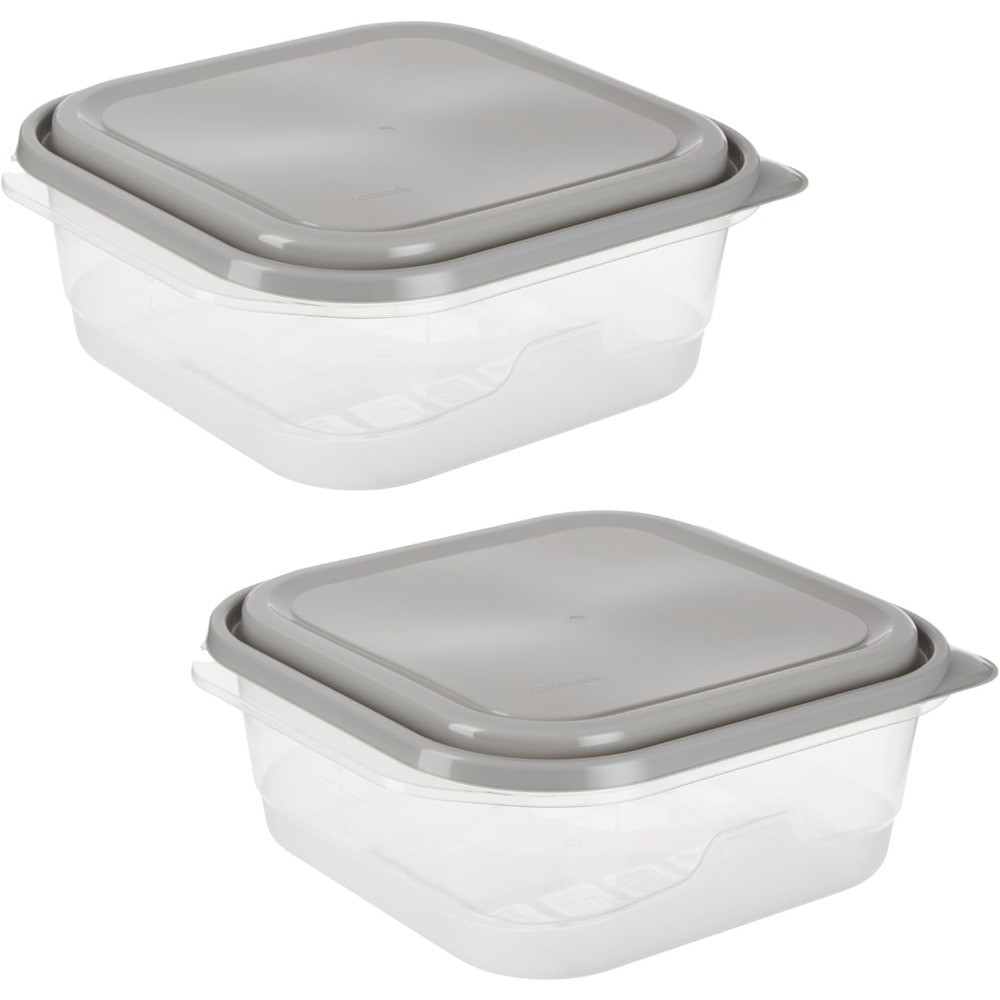 Extra Large Square Food Storage Container 2 Pack BPA Free Plastic Kitchen
