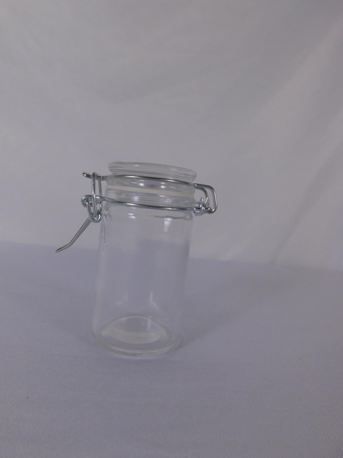 Clear Glass Airtight Storage Jar With Snap Lid 7 Oz Cylinder Reusable Modern