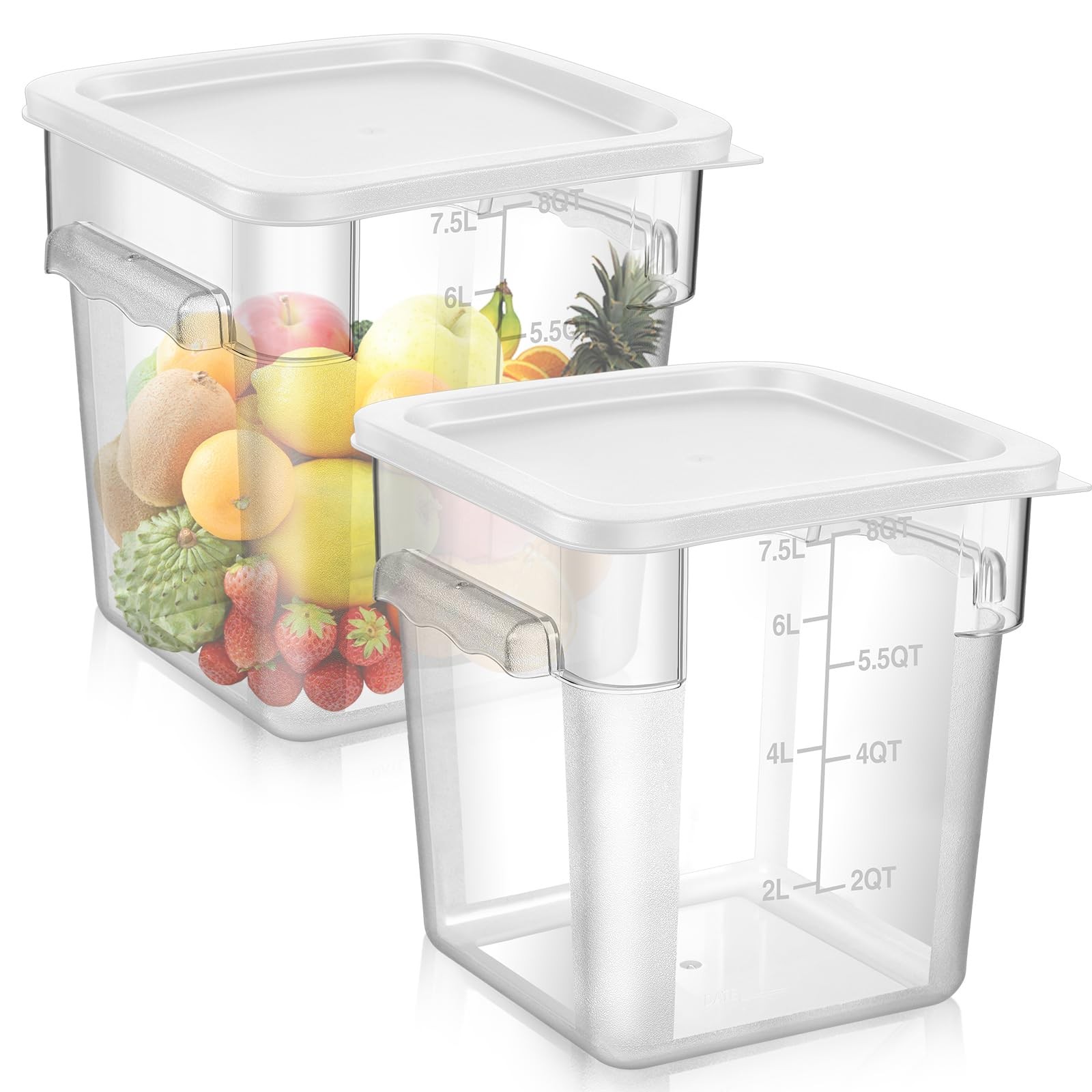 FoldTier 2 Pieces Square Food Storage Containers Polycarbonate Clear food Con…