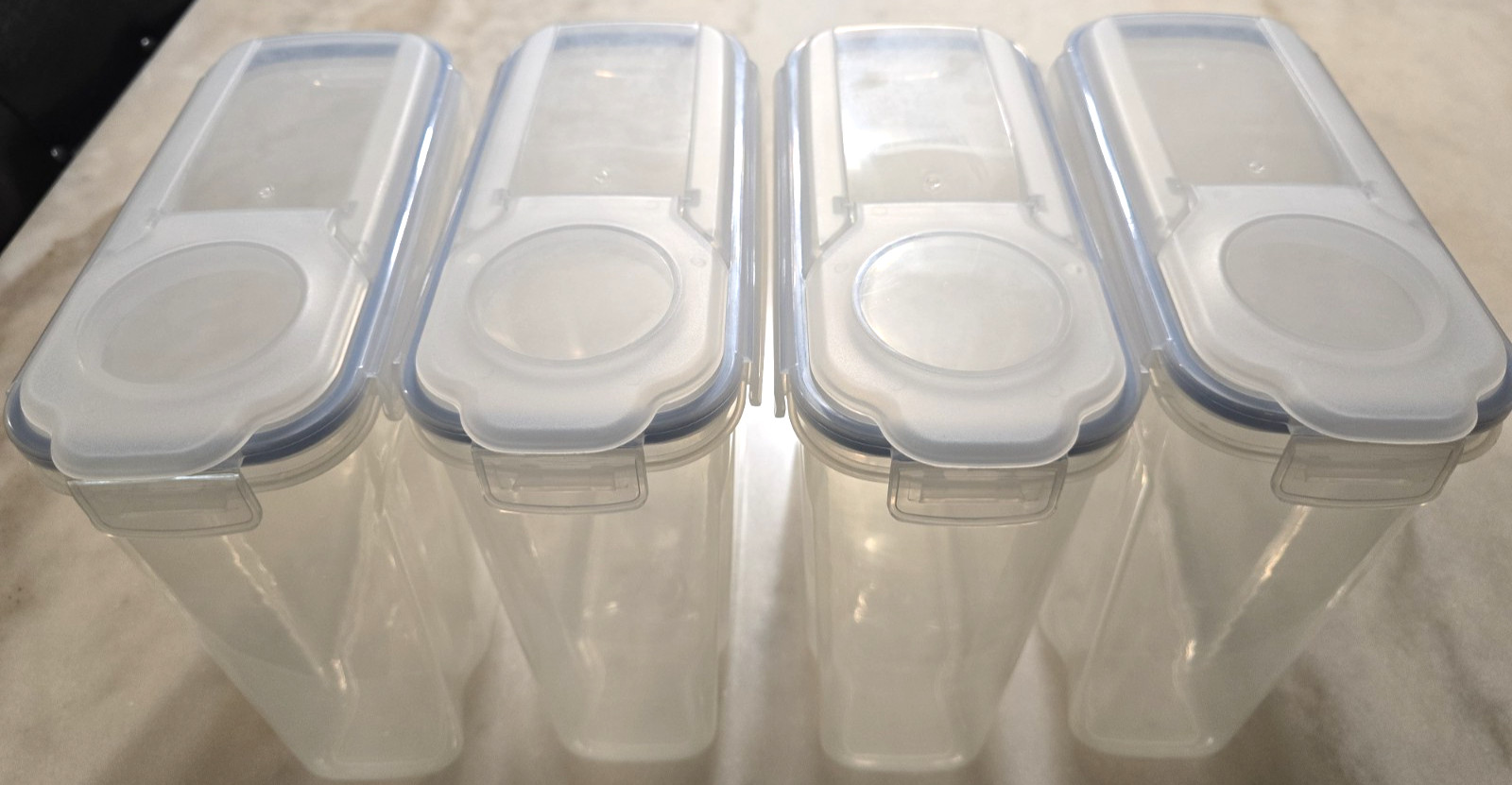 4 pack Clear Plastic Cereal Storage Containers with Airtight Lids