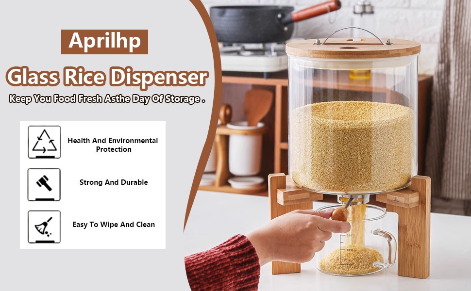 Rice Dispenser, Rice Storage Container, Flour and Cereal Container for Kitchen