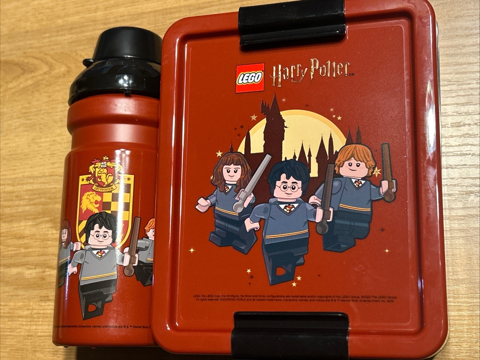 A6 Lego Harry Potter Bento Box with Divider and Drink Bottle Red Black