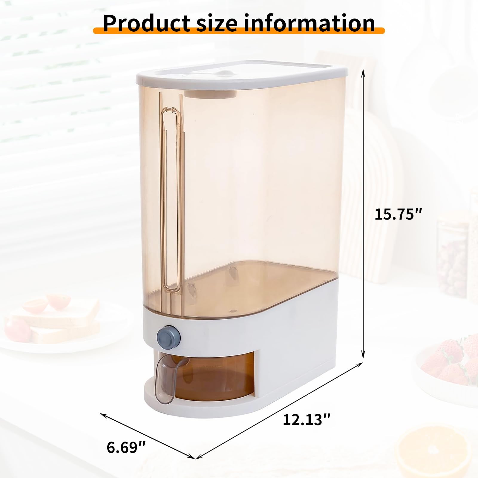 Rice Storage Container, Airtight Food Storage Bin with Dispenser, Moisture-Pr…
