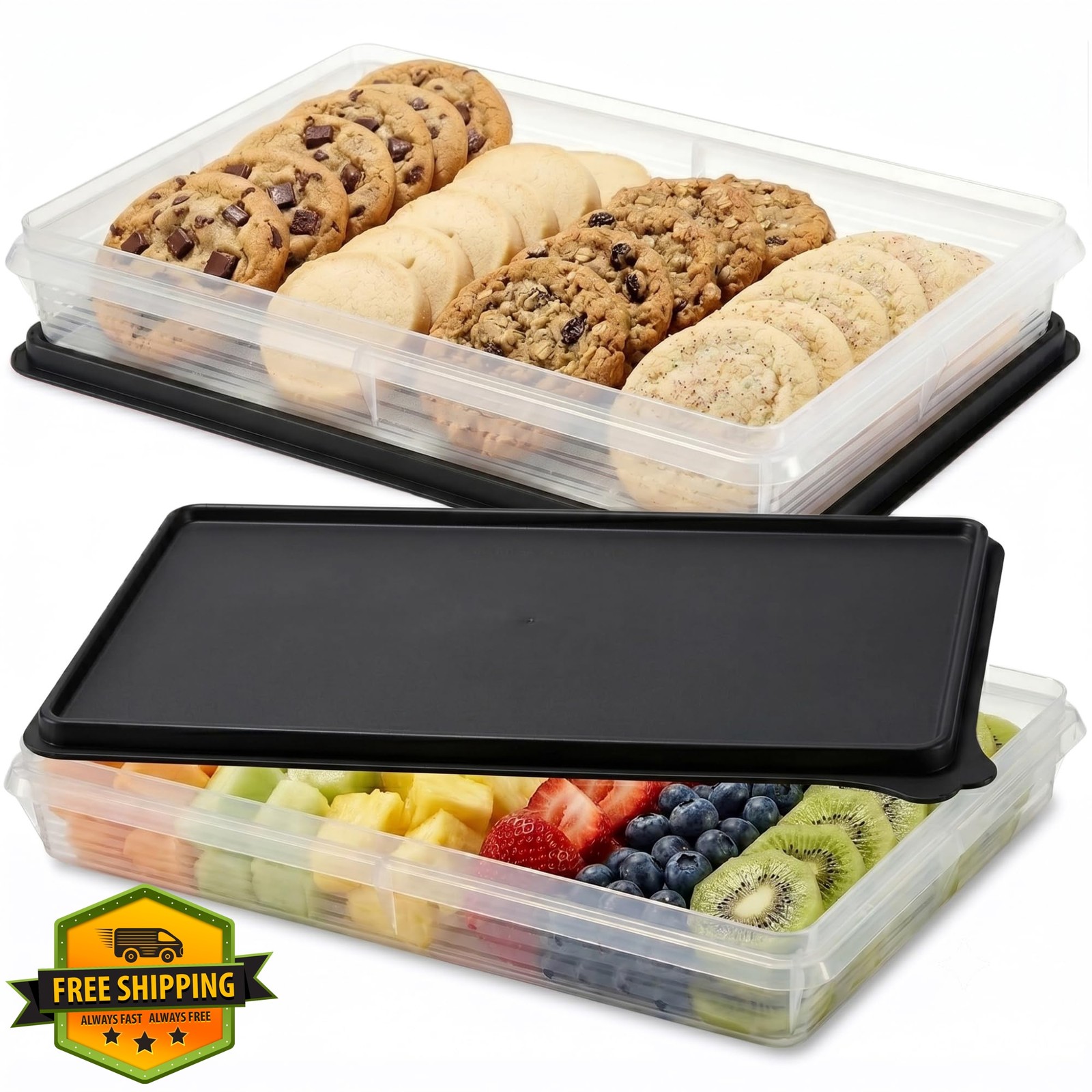 SIGNORA WARE 2pk Black Deli Meat Containers Airtight Fridge