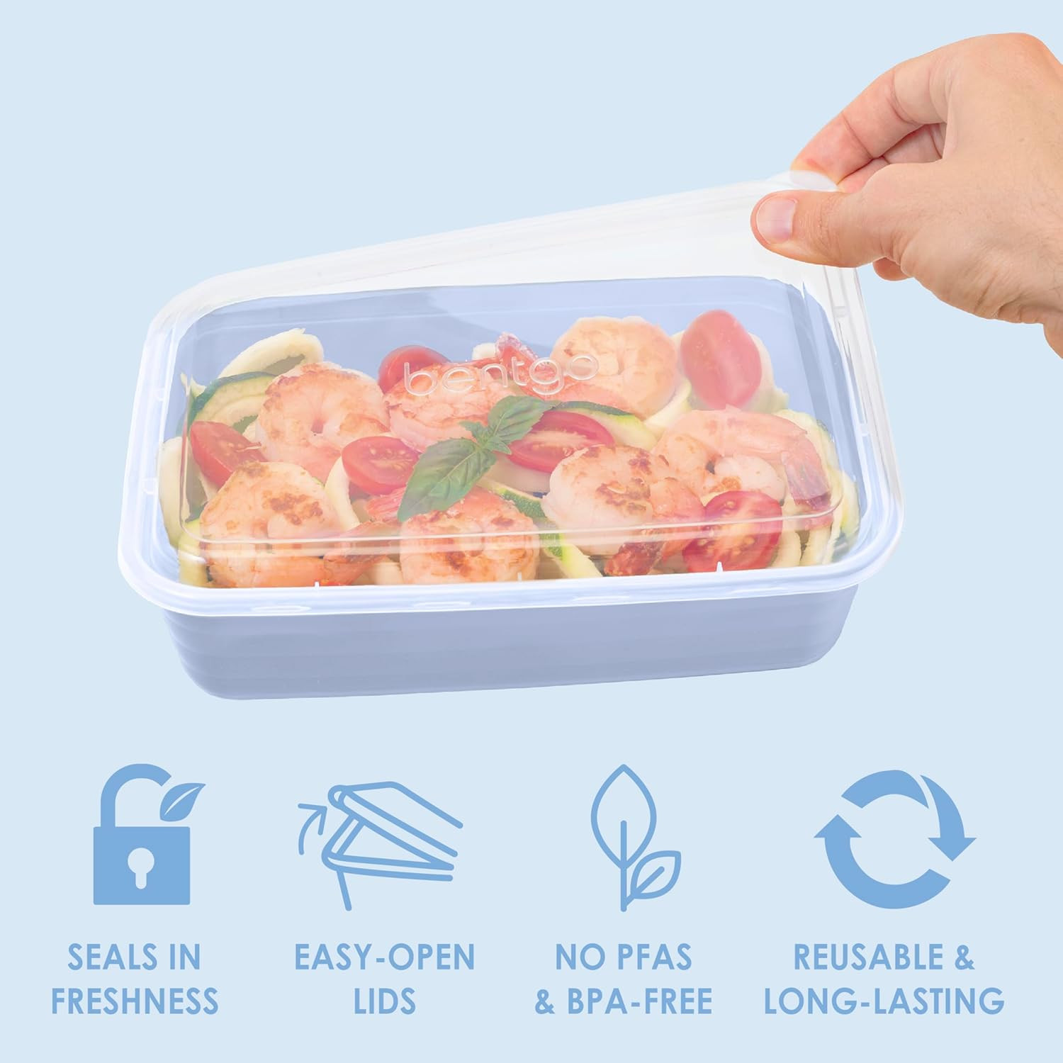 Prep – 20-Piece 1-Compartment Reusable Meal Prep Containers with Lids, PFAS & BP