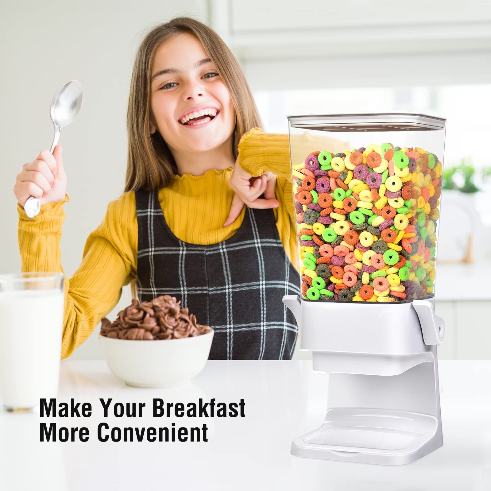 Cereal Dispenser Countertop 2 Pack 5.5 Qt Large Cereal Storage Container Hold…