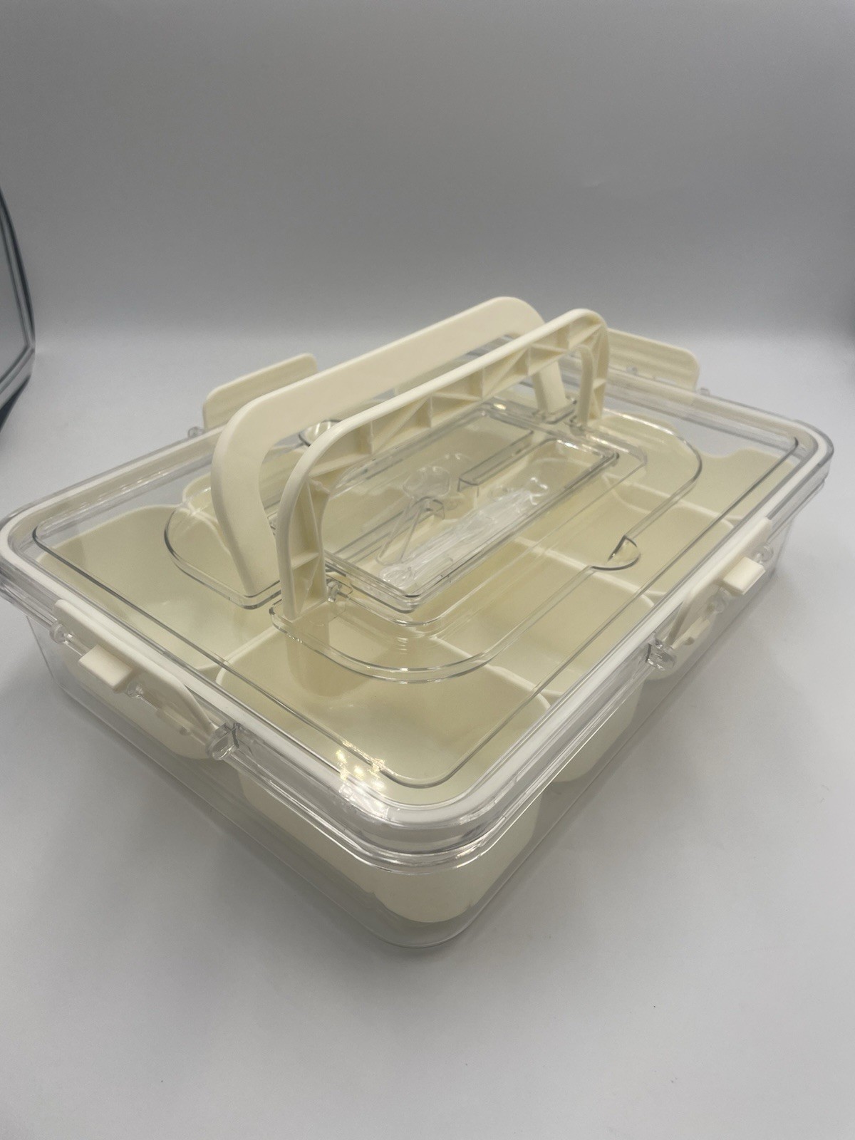 Snackle Box Container, Divided Serving Tray with Lid and Handle, Adding Cutle…