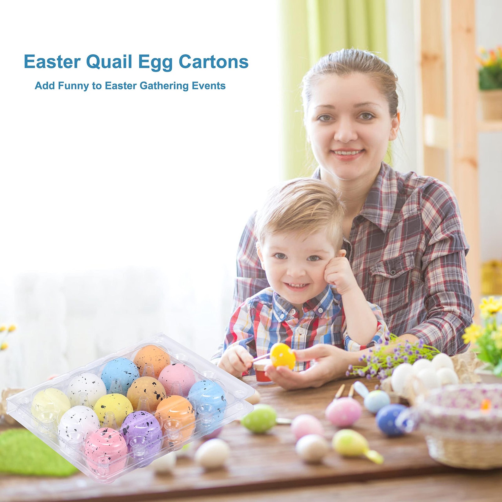 60 PCS Quail Egg Cartons 3×4 Style 12 Count Square Plastic Tray Refrigerator