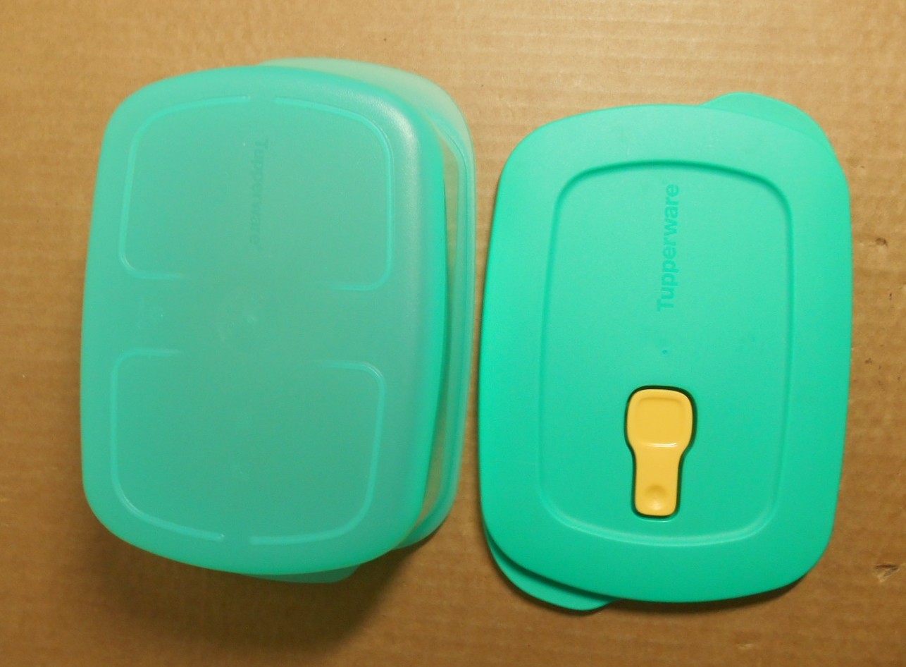 Tupperware 1.7L Rectangle Green Bowl 7364A with Air Vent Lid 7366A O28