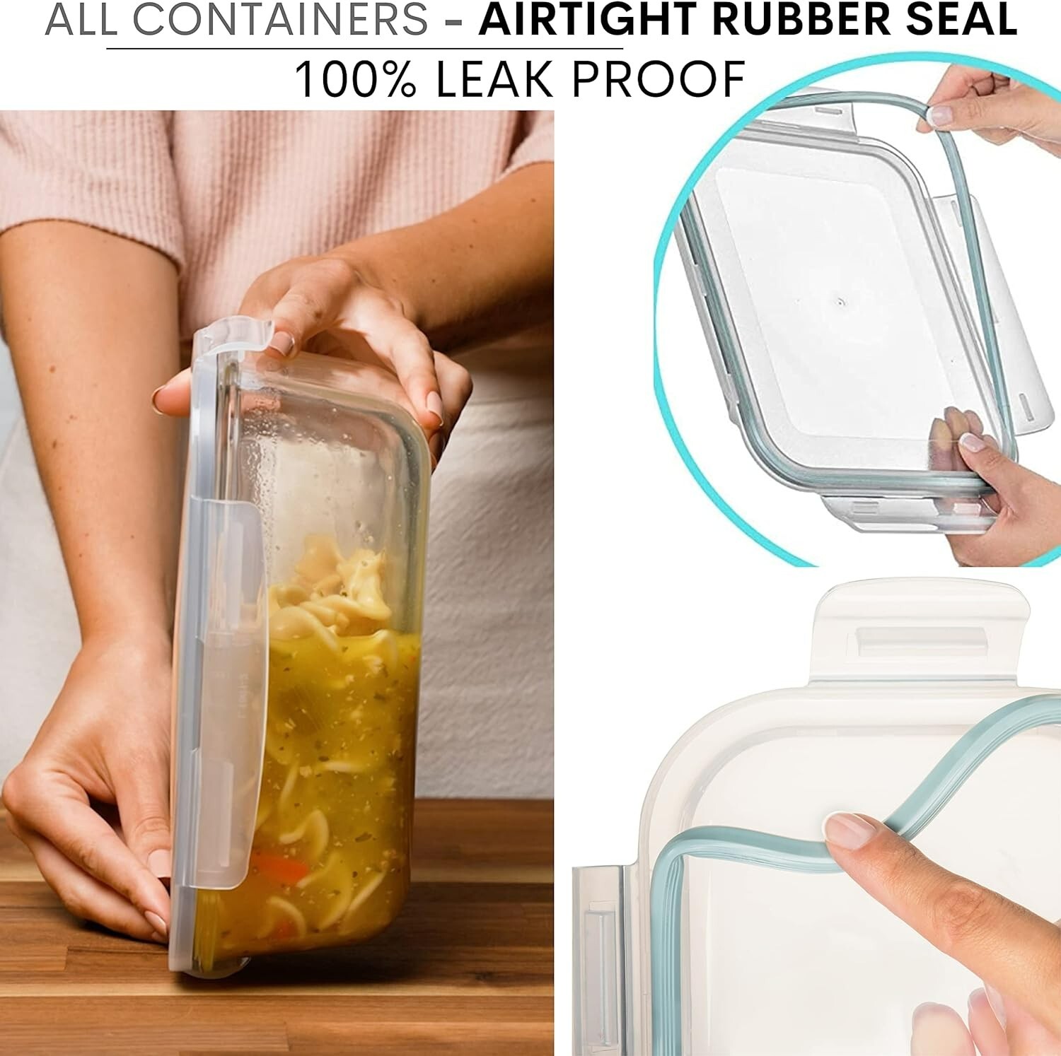 8 Cup Glass Storage Containers with Airtight Locking Lids – BPA Free, Leak Proof