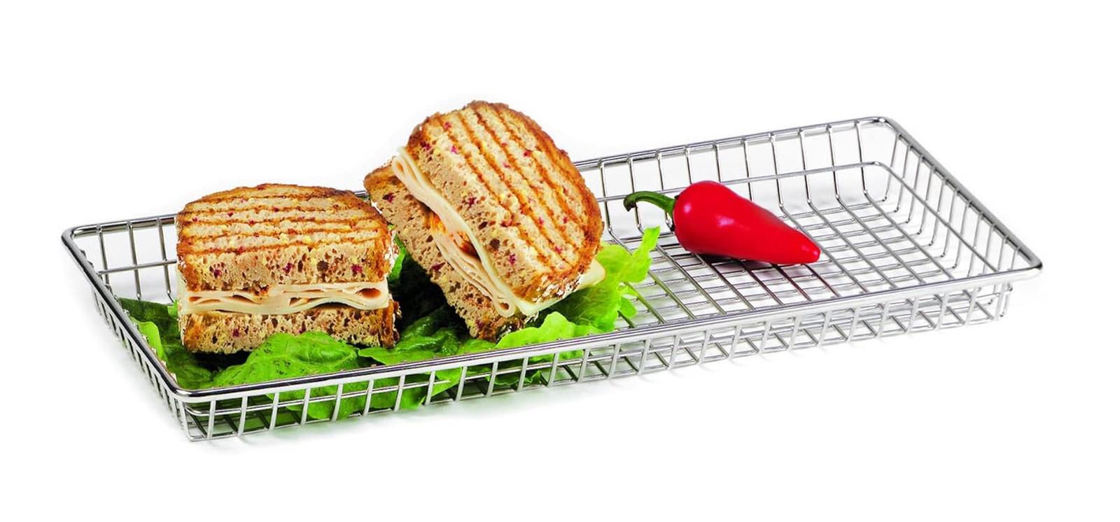 G.E.T. 4-835809 Metal Rectangular Wire Serving Tray Stainless Steel Wire Baskets