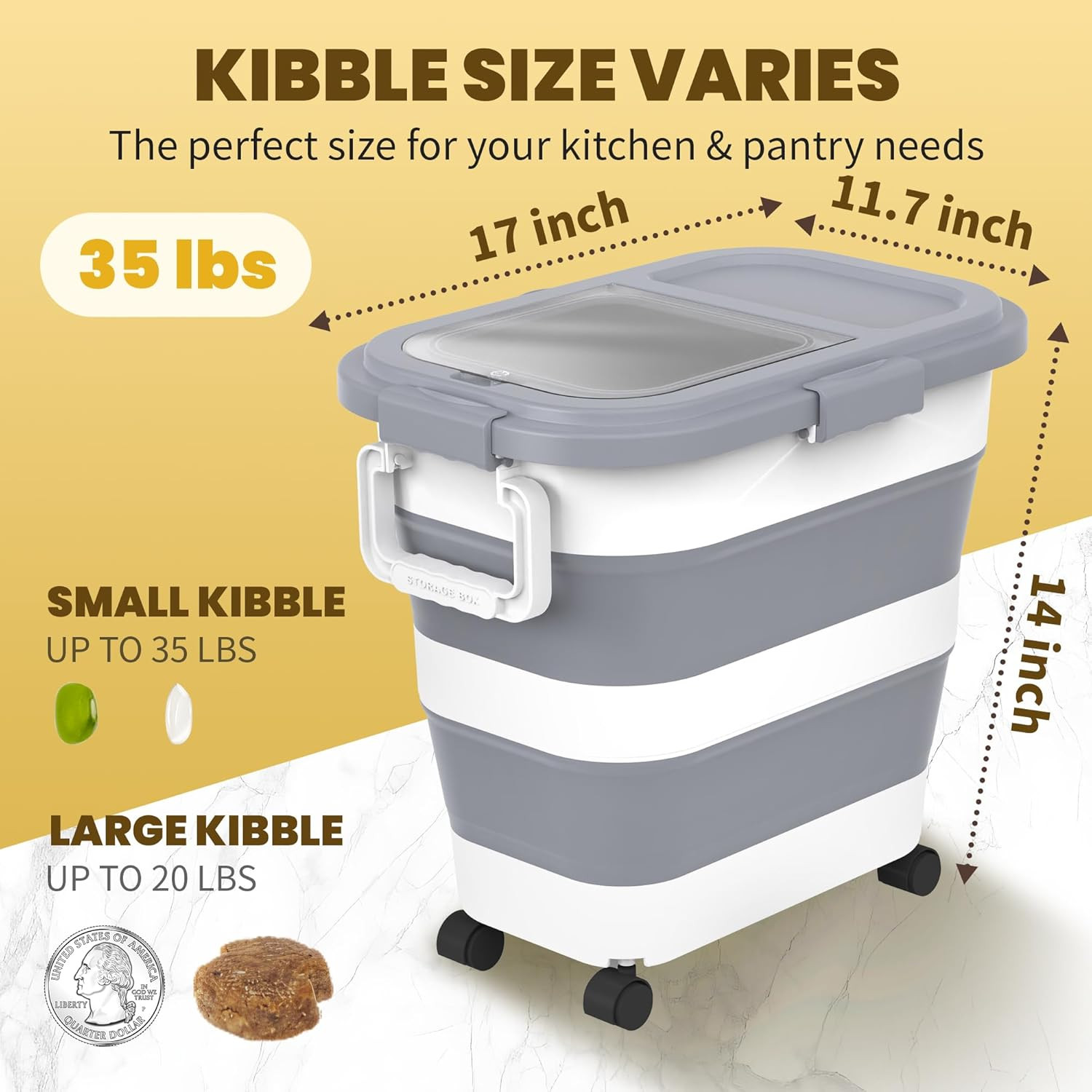 Airtight Rice Container with Wheels & Scoop – 25-35Lbs Food Storage Bin