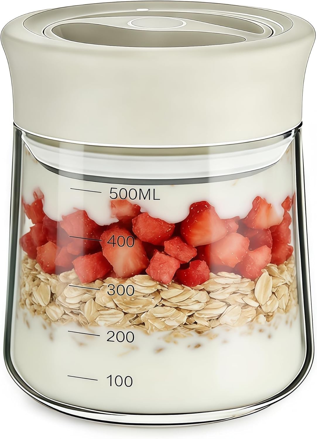 Overnight Oats Containers with Lids 2026 Upgrade – 17oz Glass Mason Jars- Ant…