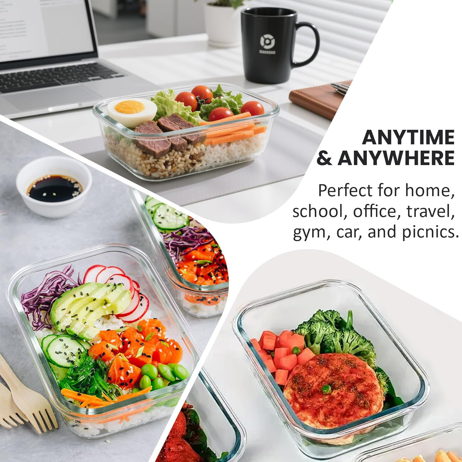 Airtight 35oz Glass Food Storage Containers – 4-Pack, Safe for Microwave & Oven