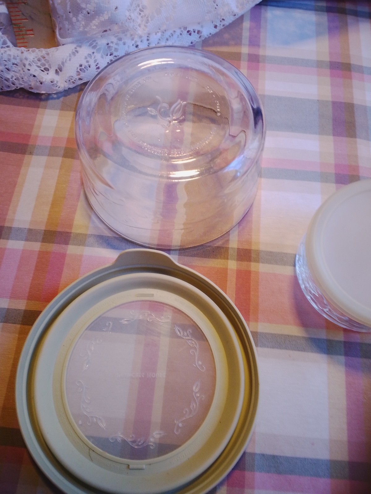 Princess House Fantasia Glass Storage with Lid Floral Design 1 qt EUC