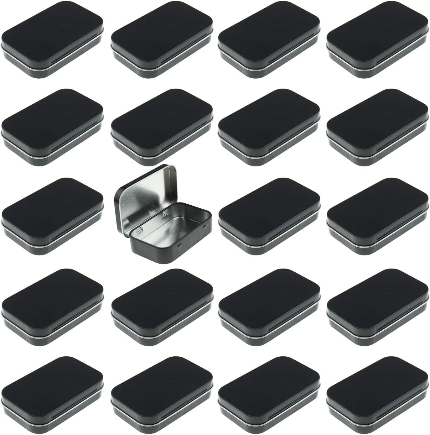 20 Pieces Rectangular Metal Empty Hinged Tins Containers Basic Necessities Home