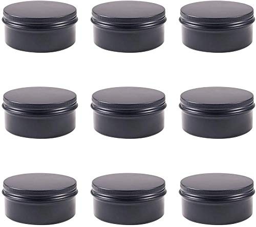 12 PCS 6 Oz Black Round Aluminum Tin Cans Screw Top Metal Cosmetic Container