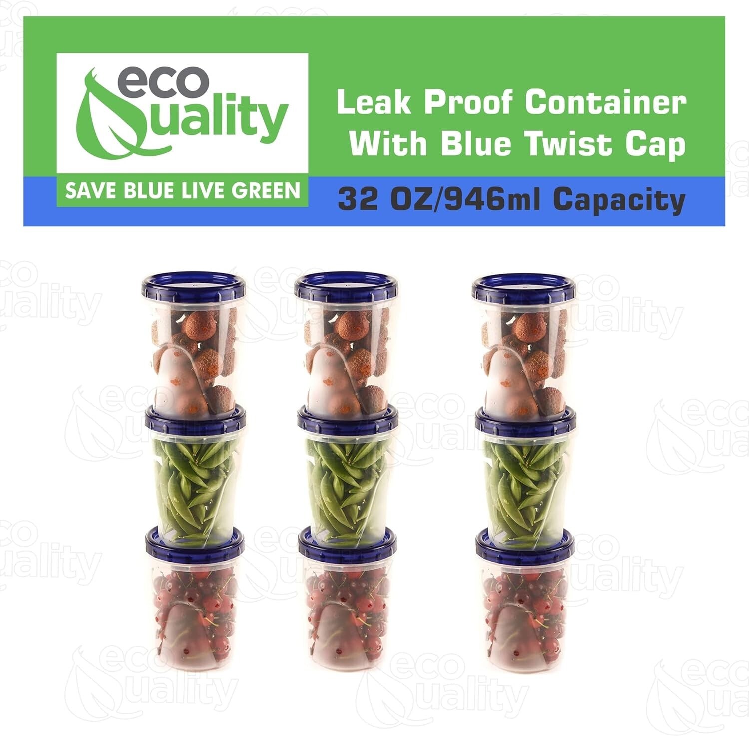 32oz Twist Top Storage Containers – Airtight Plastic Food Storage Canisters 72pc