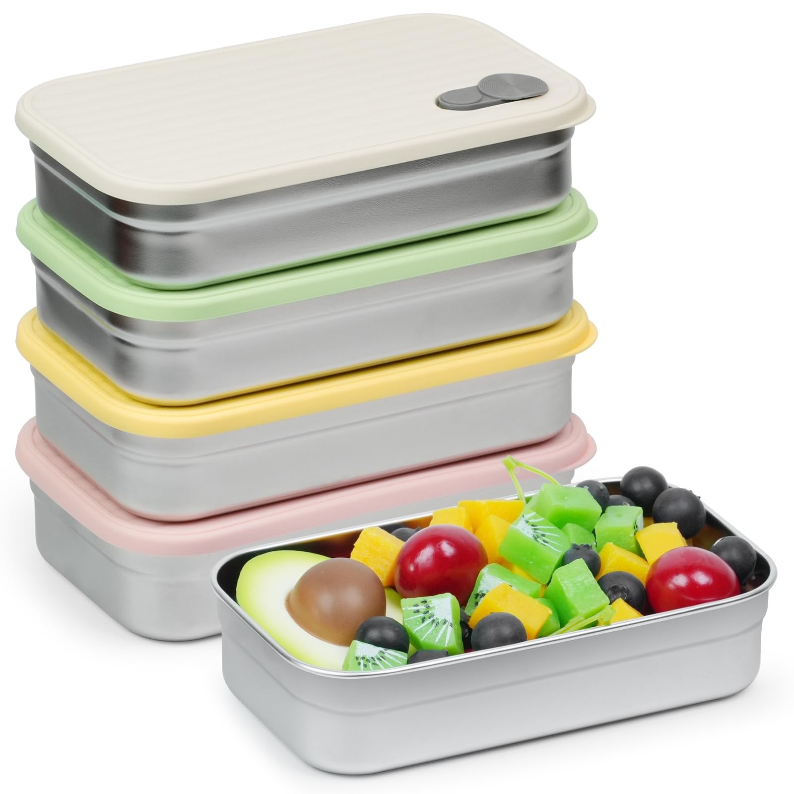 4 Pack Stainless Steel Snack Containers, 22oz Reusable Food Storage Container…