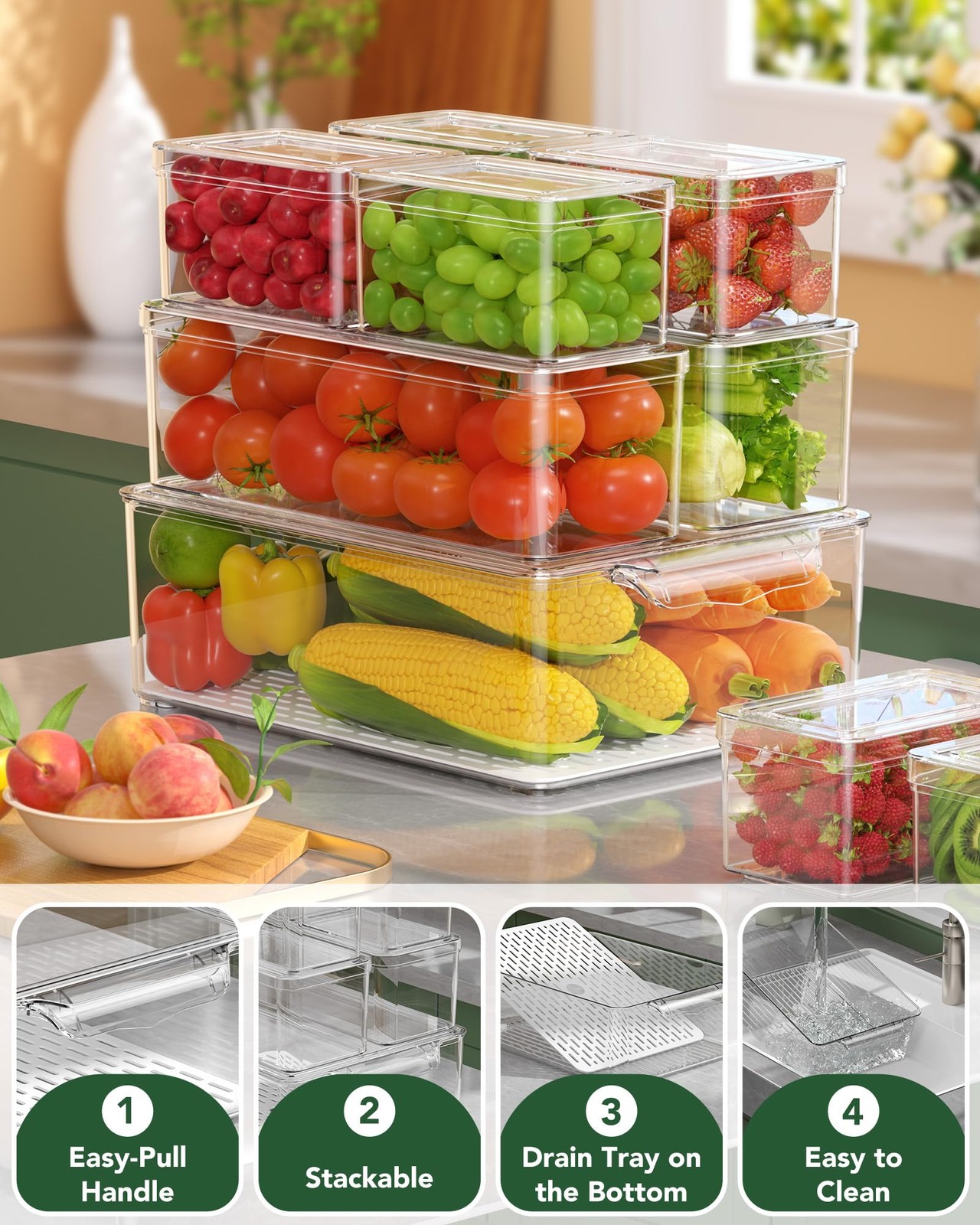 11 Pack Refrigerator Organizers and Storage, Stackable Fridge Organizer Bins,…