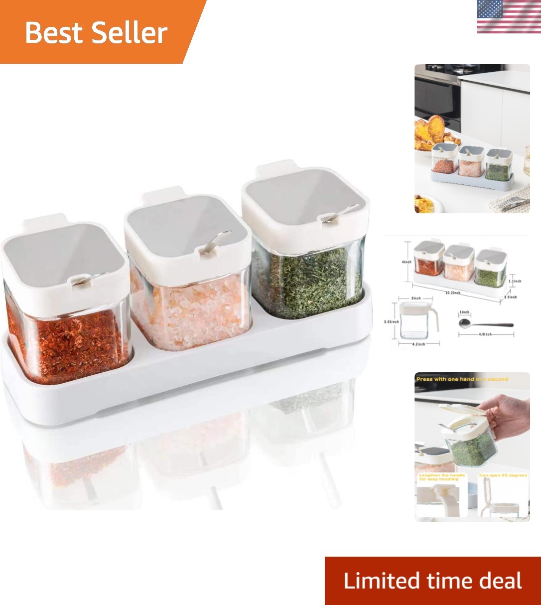 Clear Kitchen Spice Canisters with Lids – Ideal for Salt, Sugar, and More