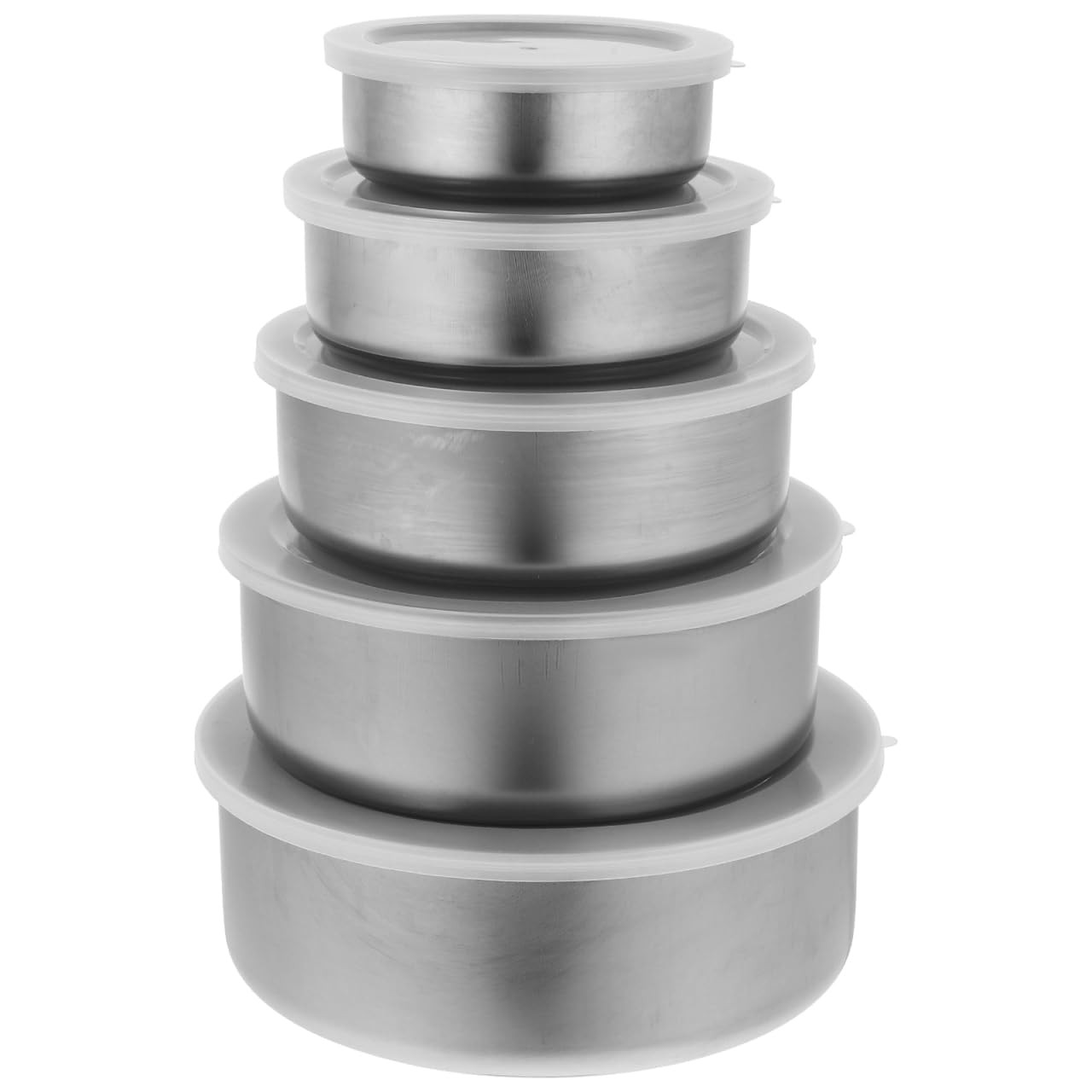 RORPOIR 5-Piece Stainless Steel Food Storage Containers Set 18×18CM, Silver