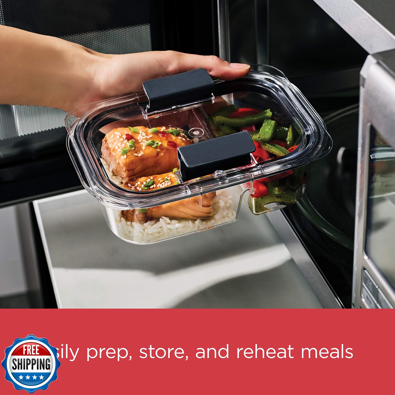 Rubbermaid Brilliance Meal Prep Containers, 2-Compartment Food Storage Contai