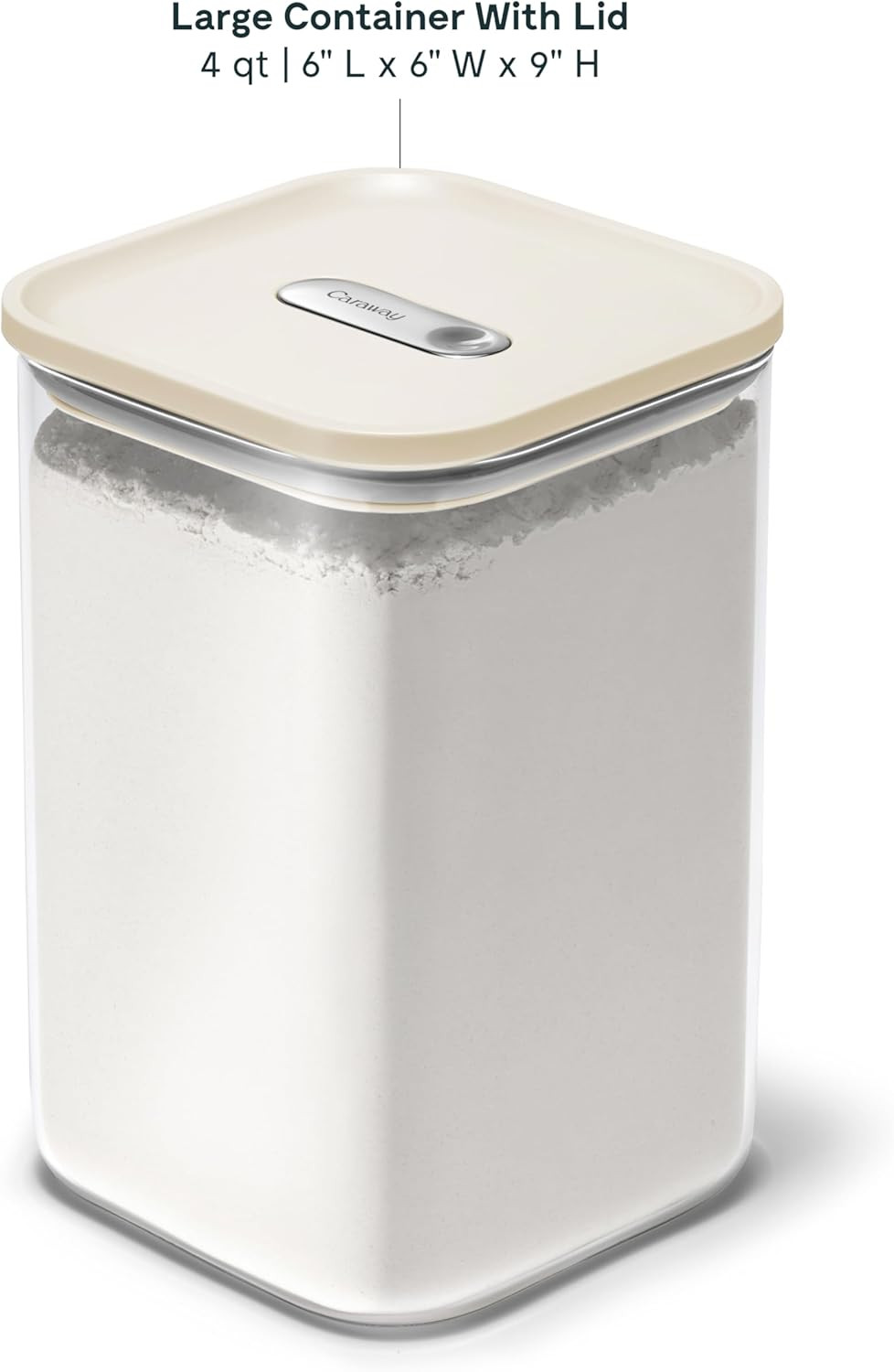 4Qt Airtight Glass Food Storage Container – BPA-Free, Stackable, Cream