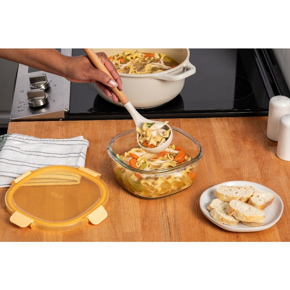 Color Lock 7 Cup Round Glass Food Storage Container