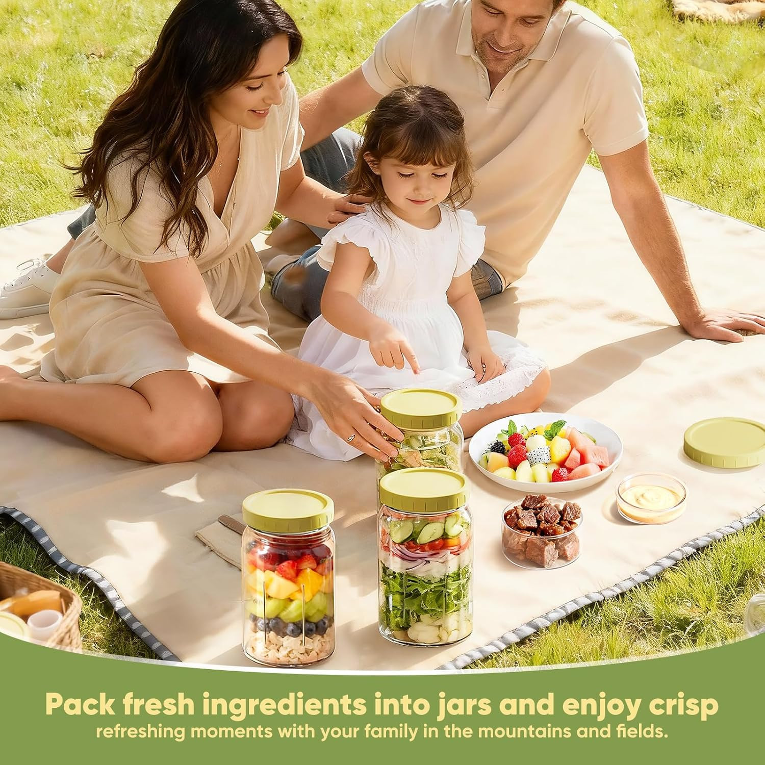 4 Pack Salad Jars Dressing Container -32OZ Glass Salad Leakproof Container Fresh
