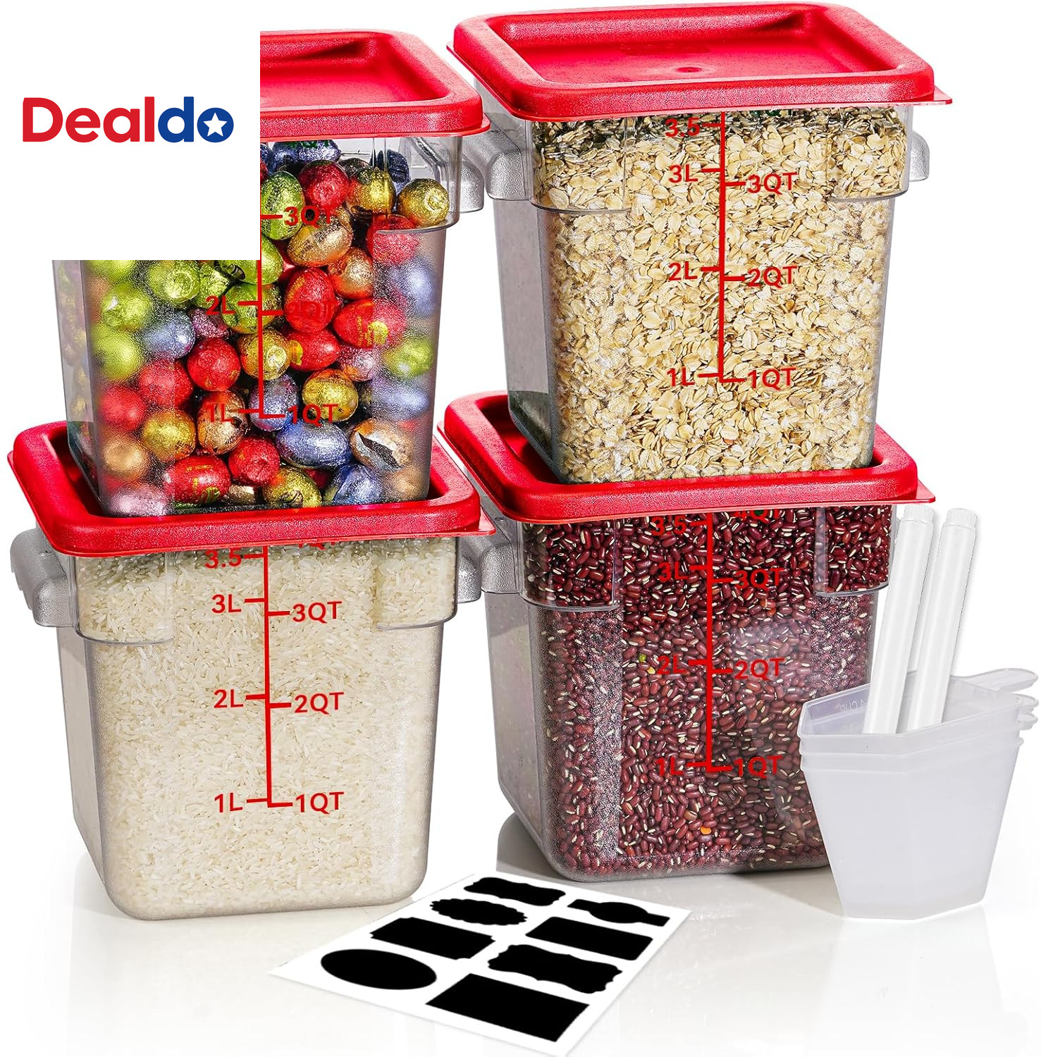 4QT NSF Food Storage Containers: 8 PCS [Food Grade][Hot&Cold Resistant] Commerci