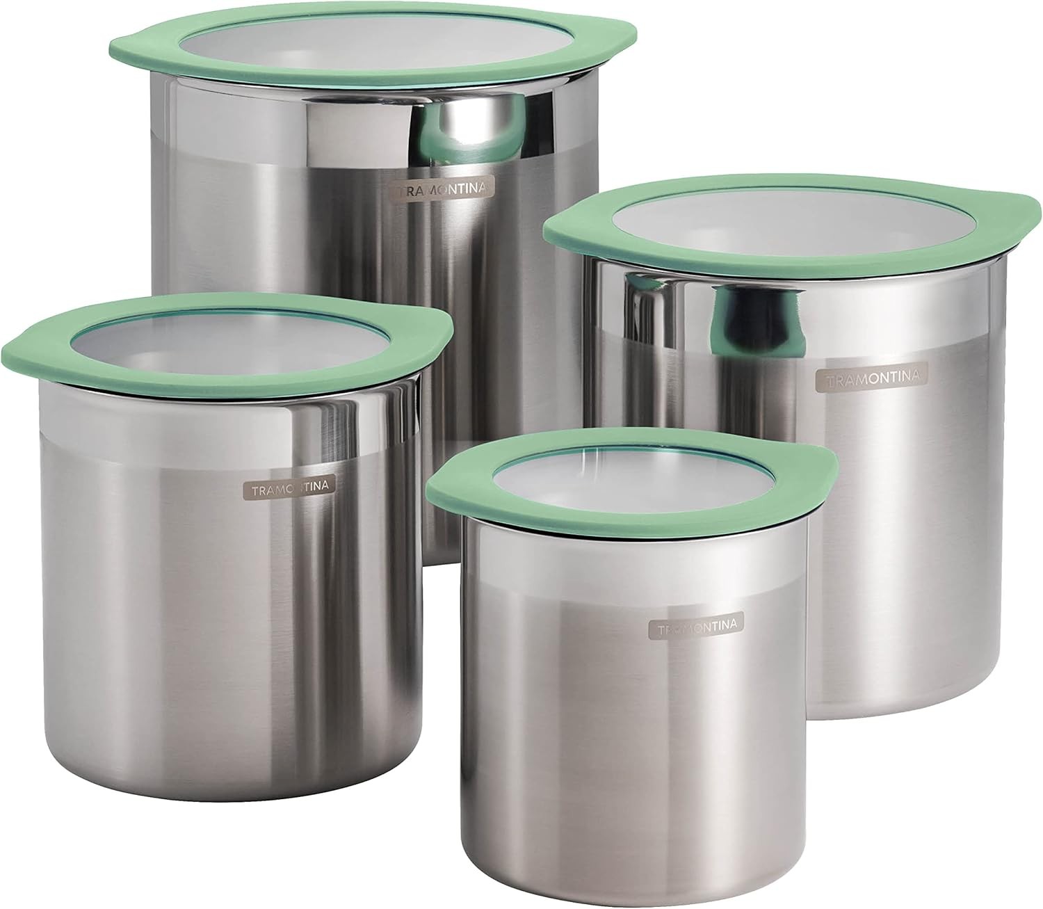 Tramontina 4-Piece Food Storage Containers with Silicone Lids (Mint Green)