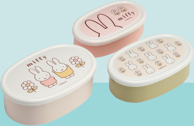 Skater Miffy Food Storage Container Set 3Piece Miffy Design Bento Box, Lunch…