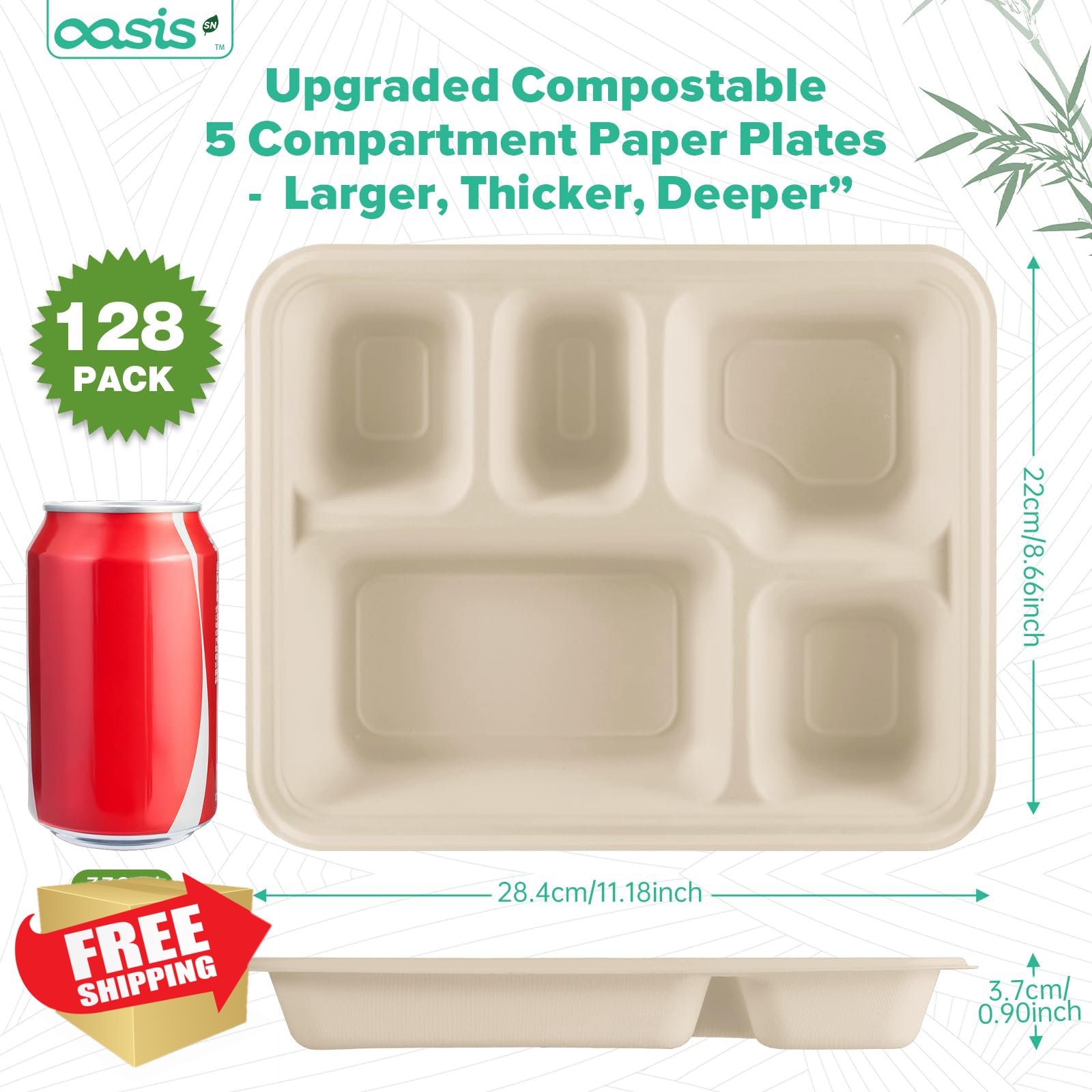 OasisSN Meal Trays Natural 11×9″ 128pk