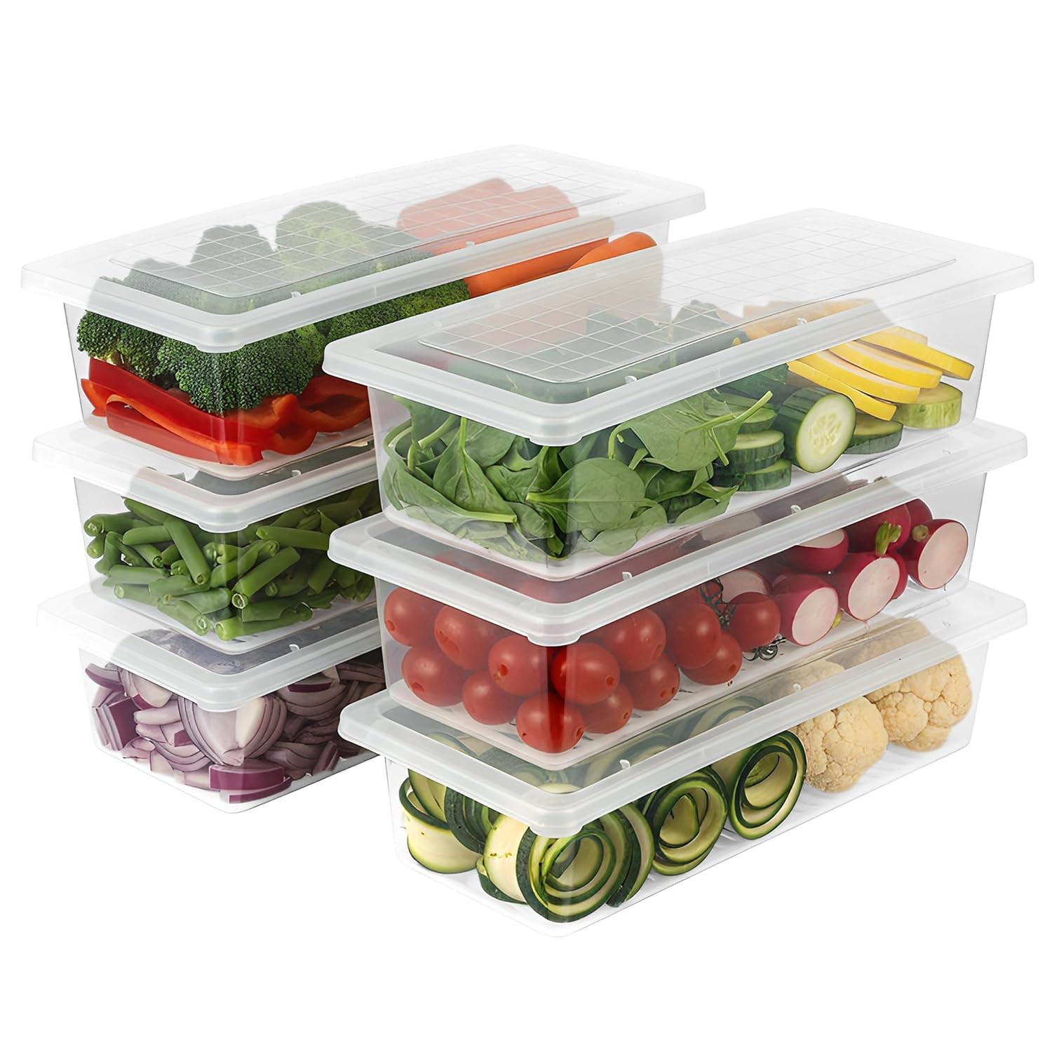 VOLTURI Fridge Storage Containers (Pack of 6), Fridge Organiser Storage Boxes