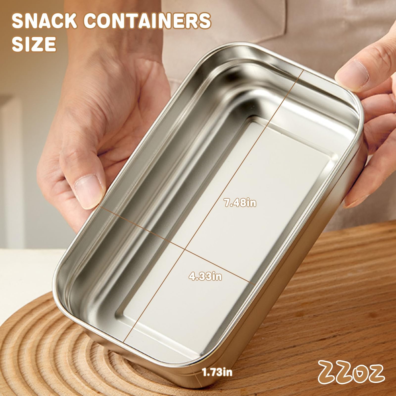 4 Pack Stainless Steel Snack Containers, 22oz Reusable Food Storage Container…