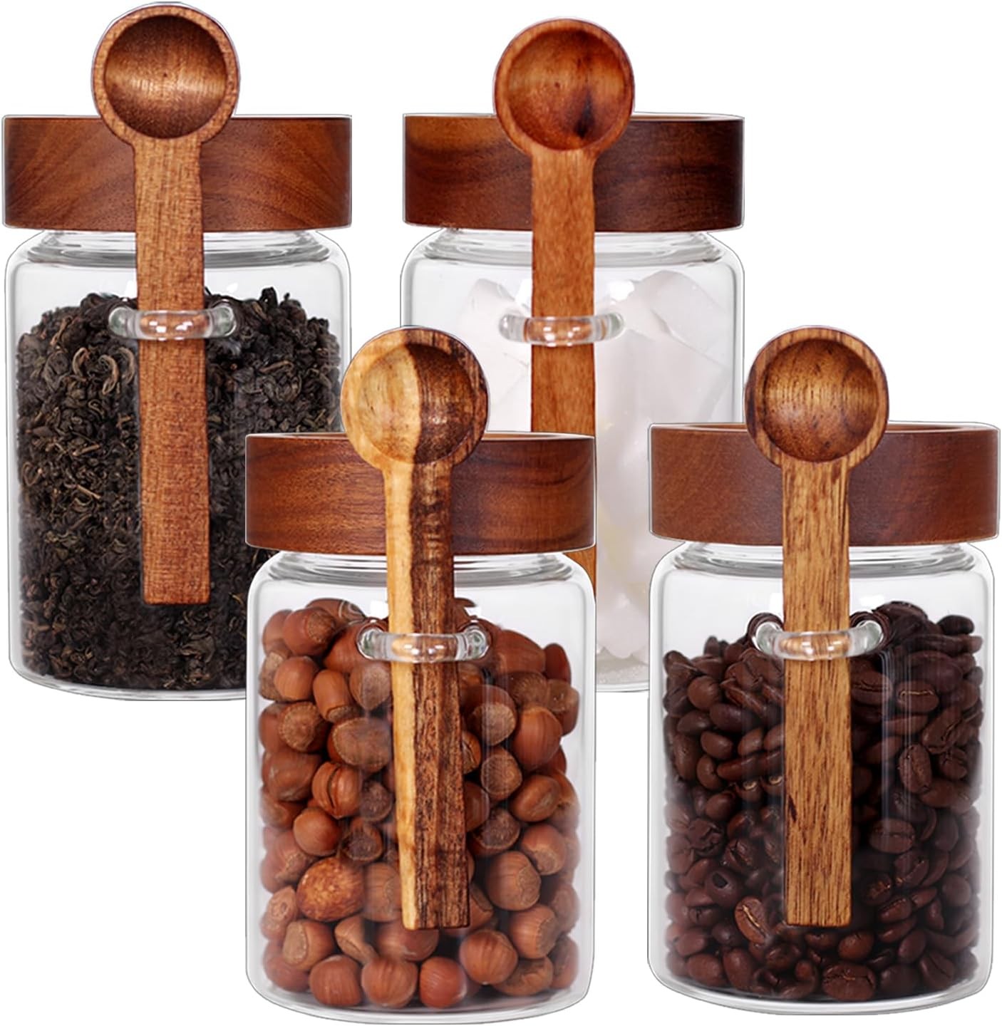 Loose Leaf Tea Storage Canister Set, 4 Pieces 16 OZ Glass Tea Containers with
