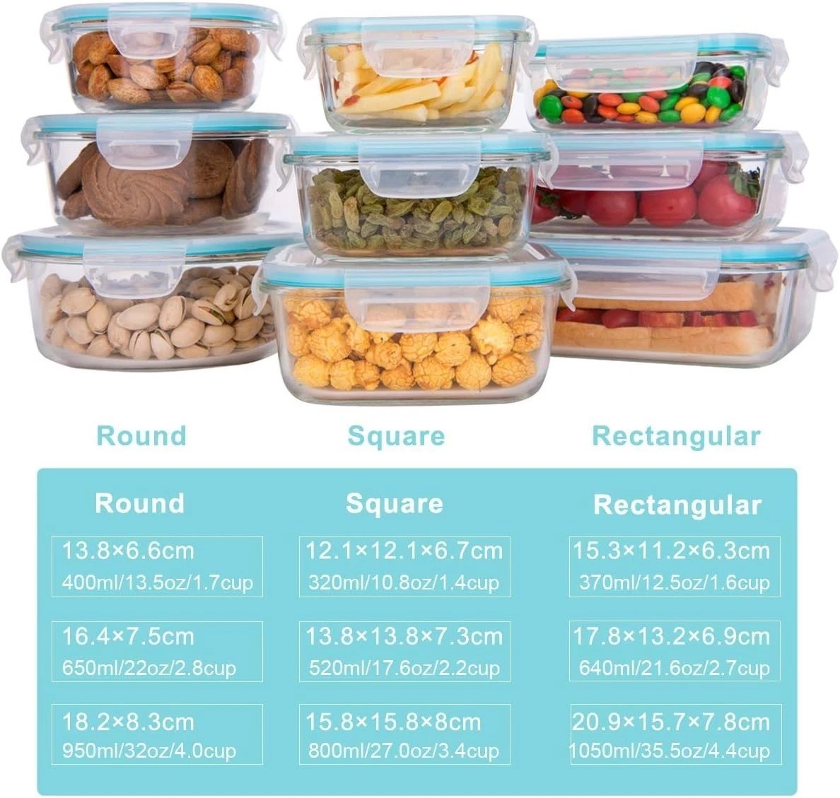 18-Piece Glass Food Storage Containers Set – Airtight, Leak Proof, BPA Free